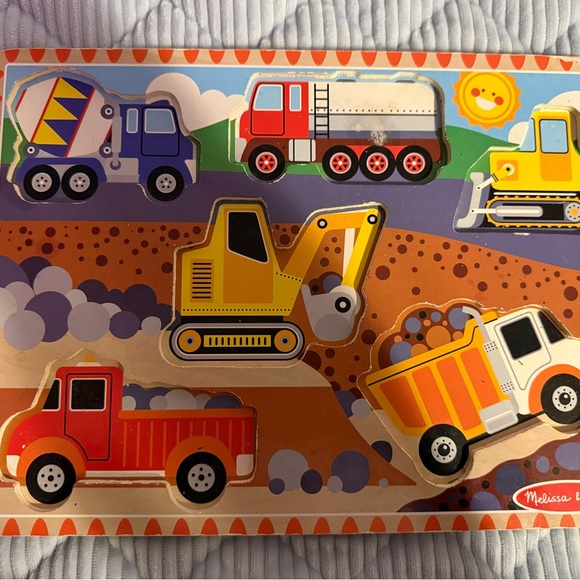 Melissa & Doug Fresh Start Construction Wooden Chunky Puzzle Set Ages 2+ - Picture 4 of 6